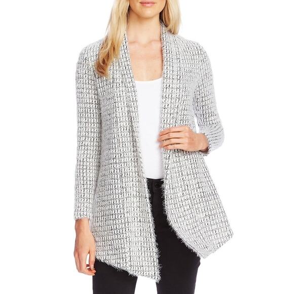 Vince Camuto black and white houndstooth eyelash cardigan Med. - Picture 4 of 8